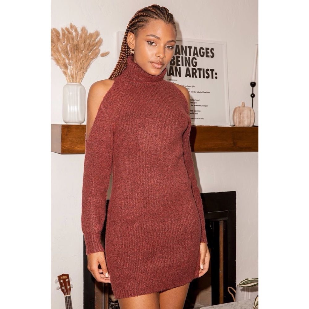 NWT LuLus Brick Red Sweater Dress size large